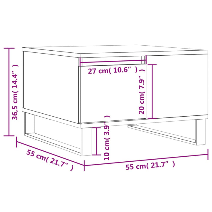 sofabord 55x55x36,5 cm konstrueret træ røget egetræsfarve