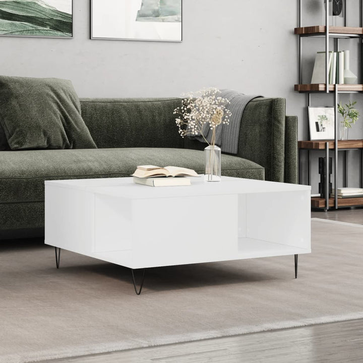 sofabord 80x80x36,5 cm konstrueret træ hvid