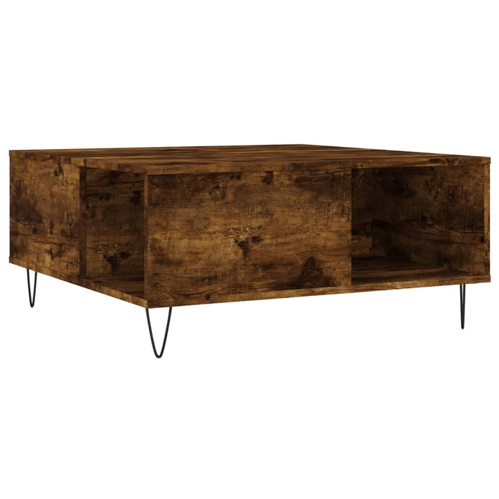 sofabord 80x80x36,5 cm konstrueret træ røget egetræsfarve