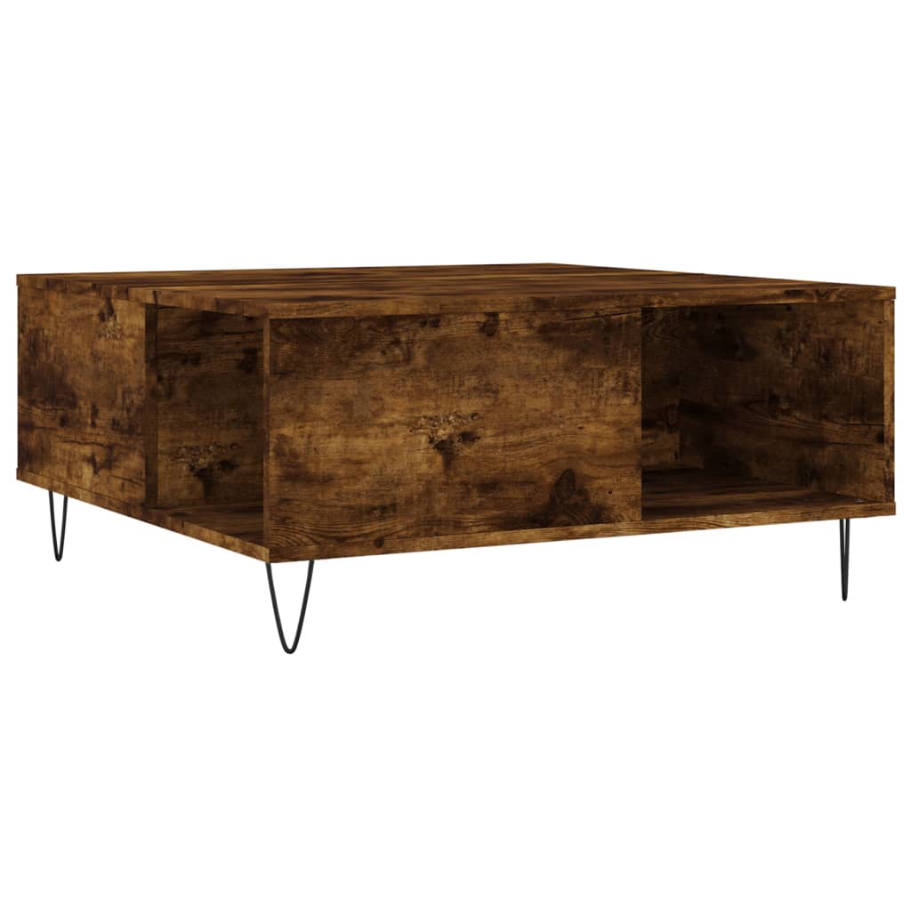 sofabord 80x80x36,5 cm konstrueret træ røget egetræsfarve