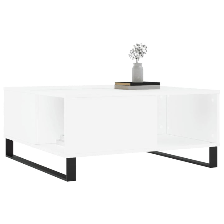 sofabord 80x80x36,5 cm konstrueret træ hvid