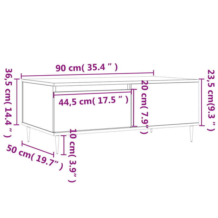 sofabord 90x50x36,5 cm konstrueret træ sort