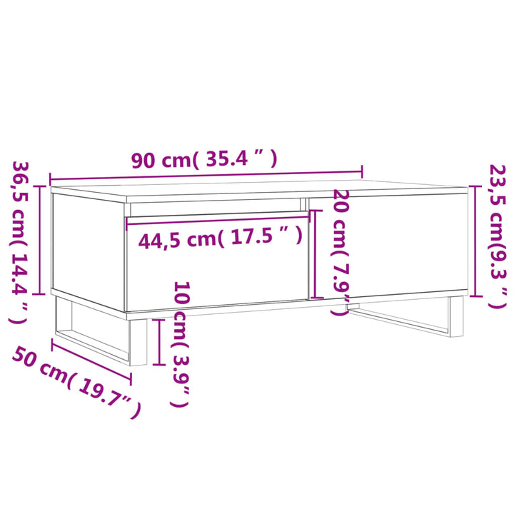 sofabord 90x50x36,5 cm konstrueret træ betongrå