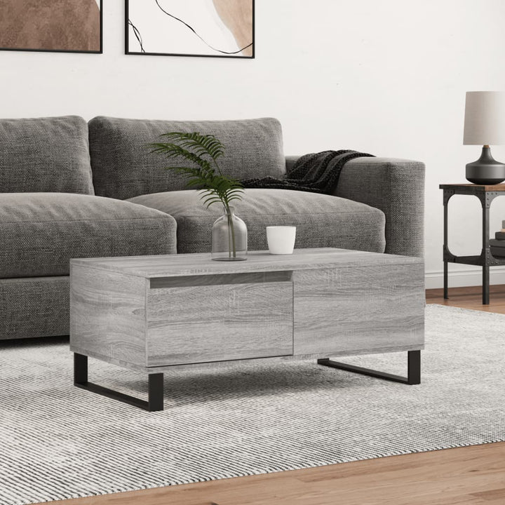 sofabord 90x50x36,5 cm konstrueret træ grå sonoma-eg