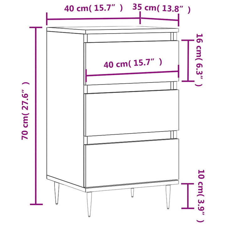 skænk 40x35x70 cm konstrueret træ hvid