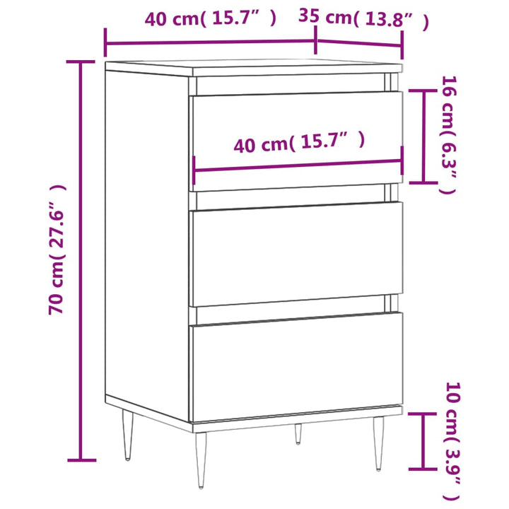 skænk 40x35x70 cm konstrueret træ røget egetræsfarve