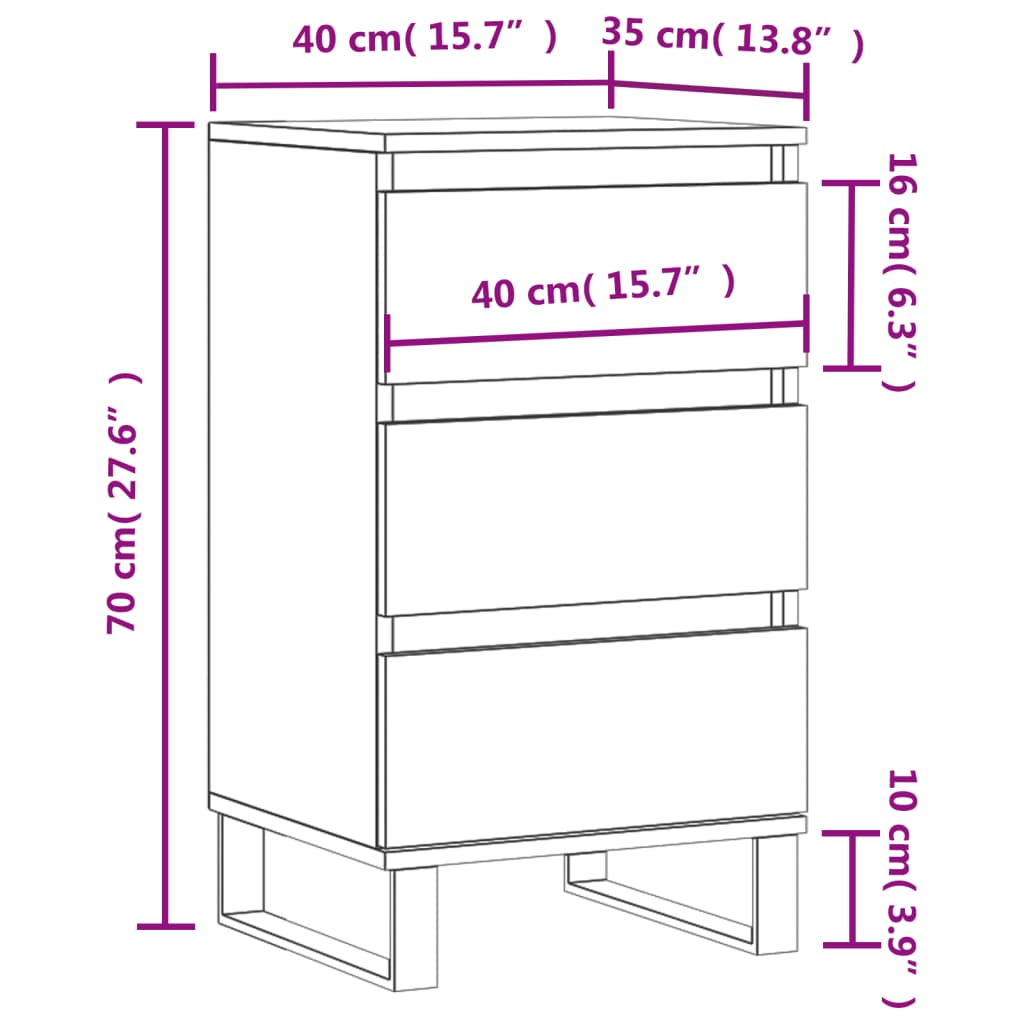 skænk 40x35x70 cm konstrueret træ hvid