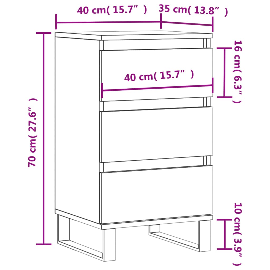 skænk 40x35x70 cm konstrueret træ grå sonoma-eg