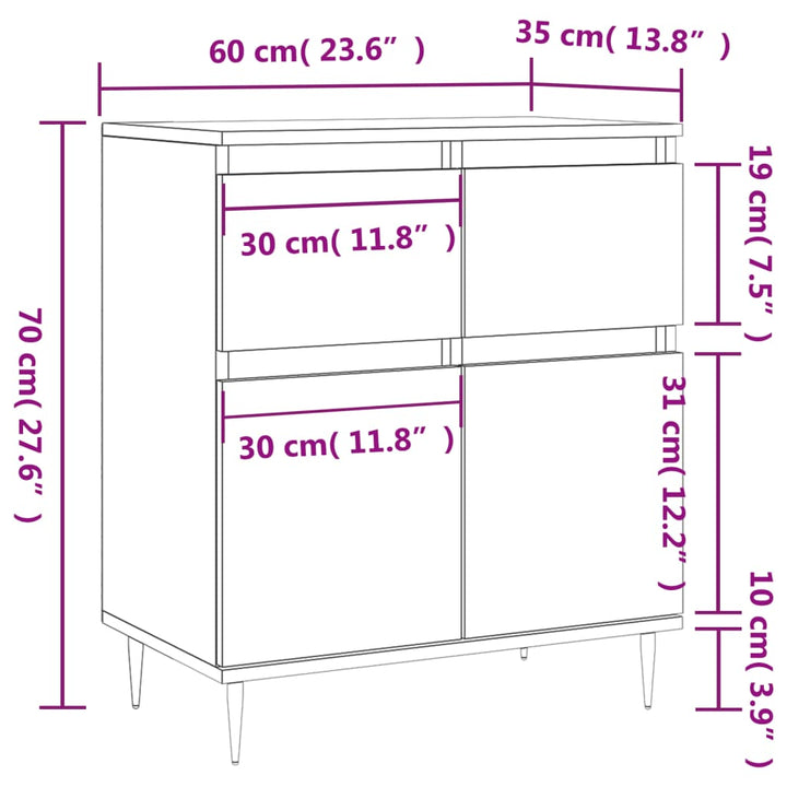 skænk 60x35x70 cm konstrueret træ betongrå