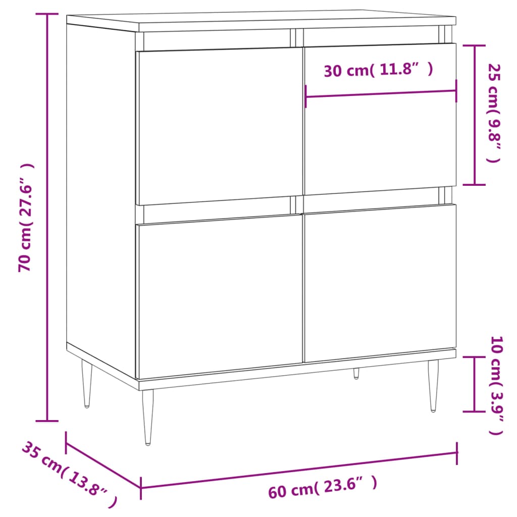 skænk 60x35x70 cm konstrueret træ hvid