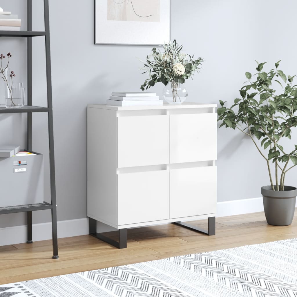 skænk 60x35x70 cm konstrueret træ hvid højglans