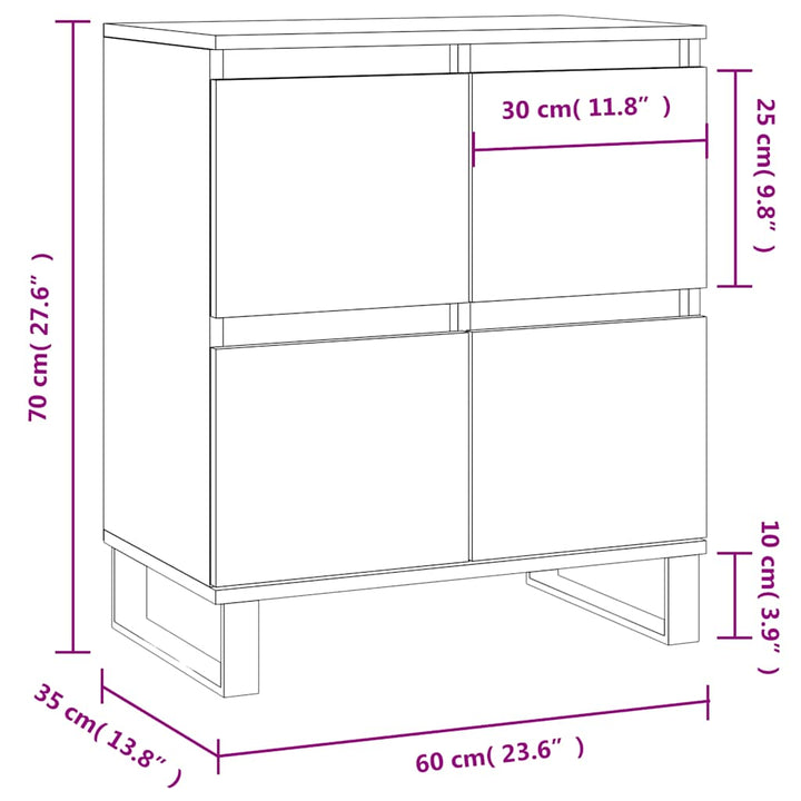 skænk 60x35x70 cm konstrueret træ grå sonoma-eg