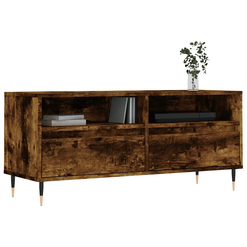 tv-bord 100x34,5x44,5 cm konstrueret træ røget egetræsfarve