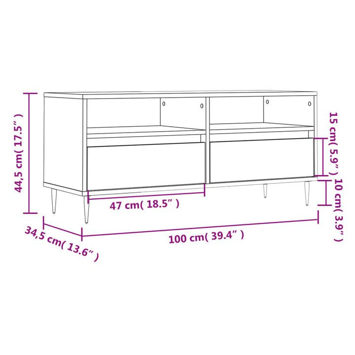 tv-bord 100x34,5x44,5 cm konstrueret træ grå sonoma-eg