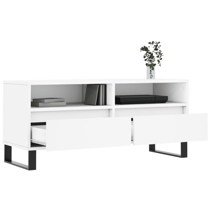 tv-bord 100x34,5x44,5 cm konstrueret træ hvid