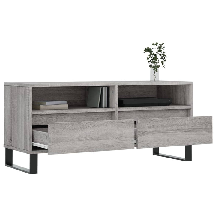 tv-bord 100x34,5x44,5 cm konstrueret træ grå sonoma-eg