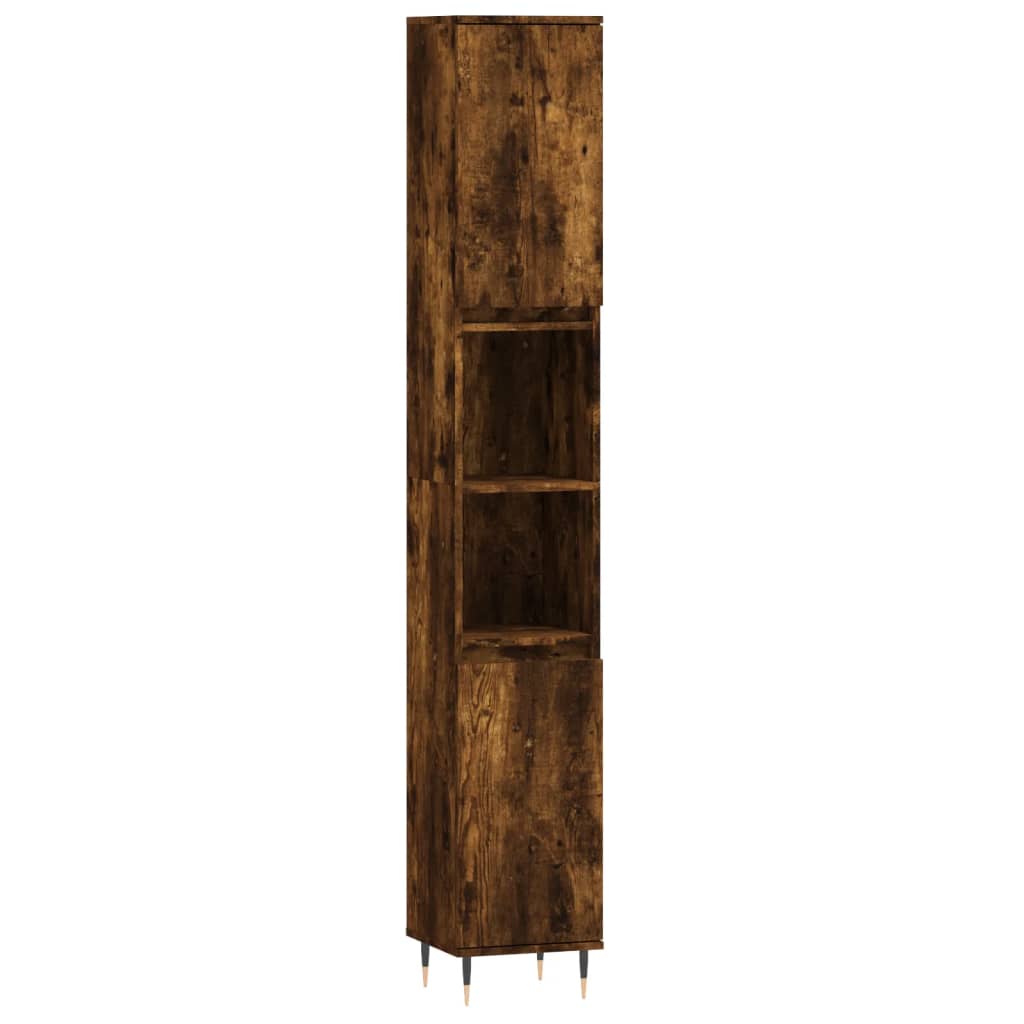 badeværelsesskab 30x30x190 cm konstrueret træ røget egetræ