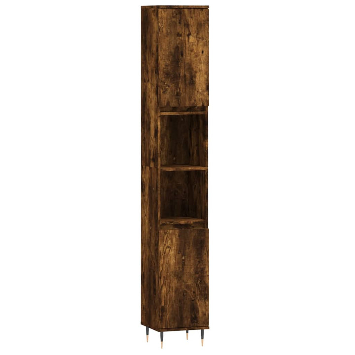badeværelsesskab 30x30x190 cm konstrueret træ røget egetræ