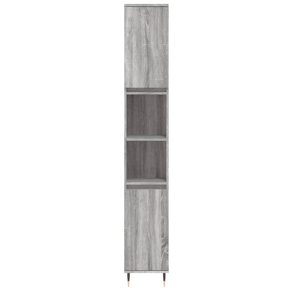 badeværelsesskab 30x30x190 cm konstrueret træ grå sonoma-eg