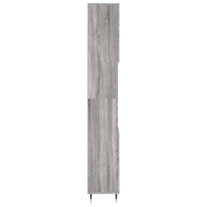 badeværelsesskab 30x30x190 cm konstrueret træ grå sonoma-eg