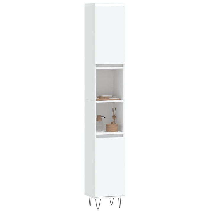 badeværelsesskab 30x30x190 cm konstrueret træ hvid