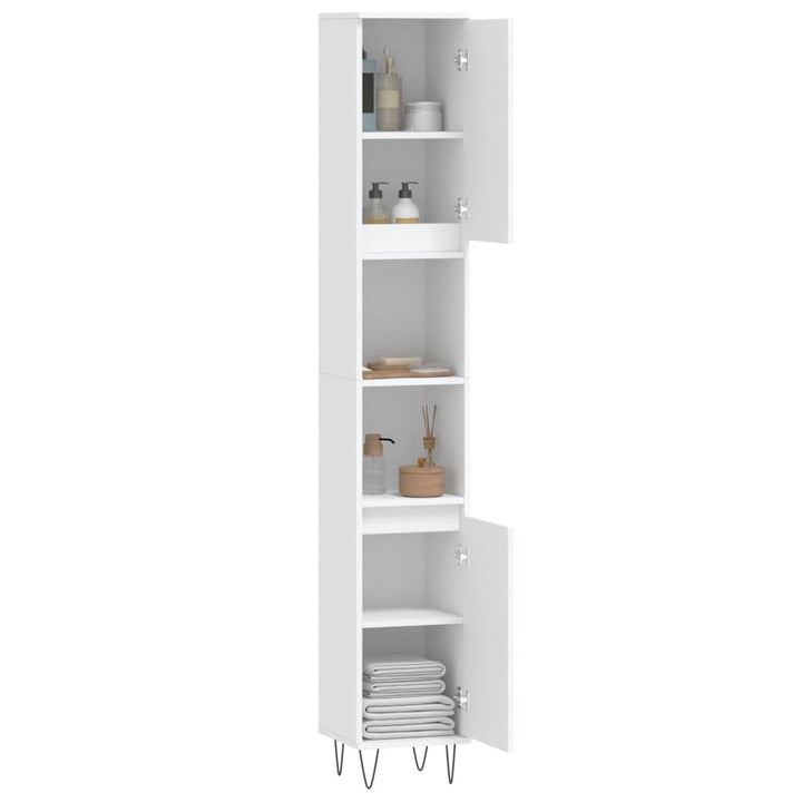 badeværelsesskab 30x30x190 cm konstrueret træ hvid