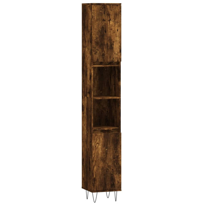 badeværelsesskab 30x30x190 cm konstrueret træ røget egetræ
