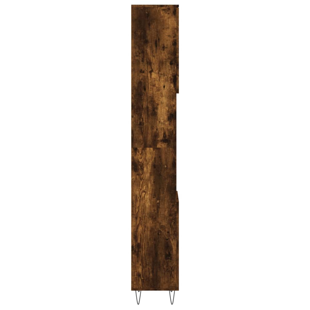badeværelsesskab 30x30x190 cm konstrueret træ røget egetræ