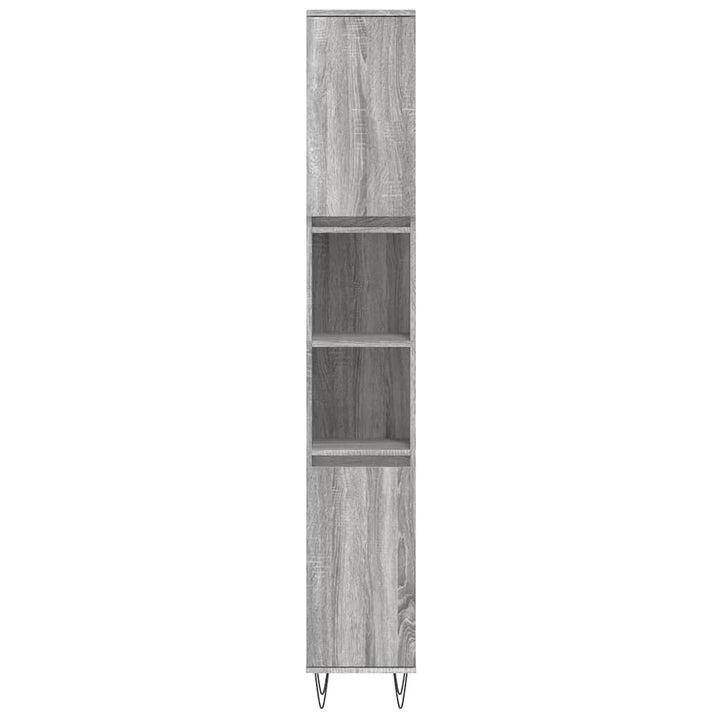 badeværelsesskab 30x30x190 cm konstrueret træ grå sonoma-eg