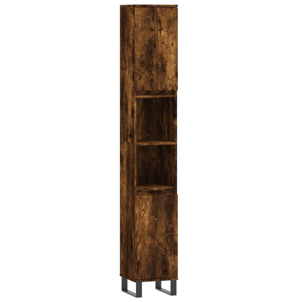 badeværelsesskab 30x30x190 cm konstrueret træ røget egetræ