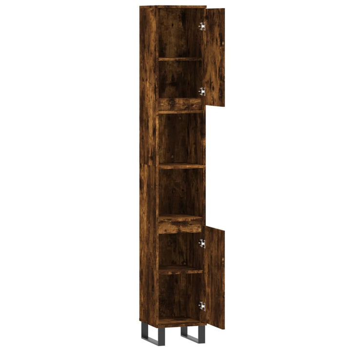 badeværelsesskab 30x30x190 cm konstrueret træ røget egetræ