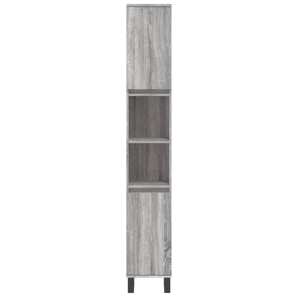 badeværelsesskab 30x30x190 cm konstrueret træ grå sonoma-eg