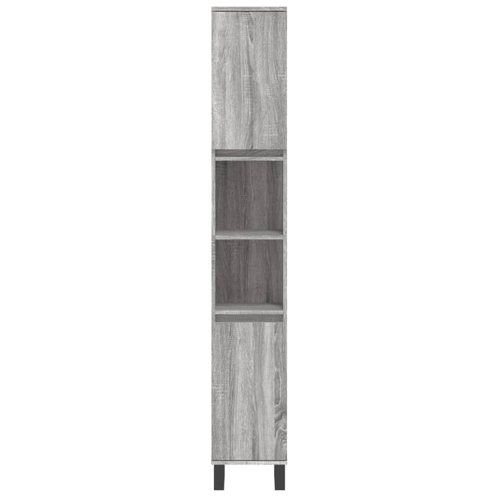 badeværelsesskab 30x30x190 cm konstrueret træ grå sonoma-eg