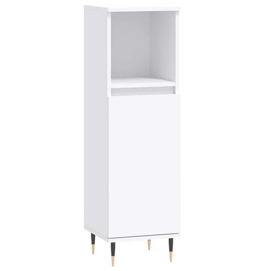 badeværelsesskab 30x30x100 cm konstrueret træ hvid