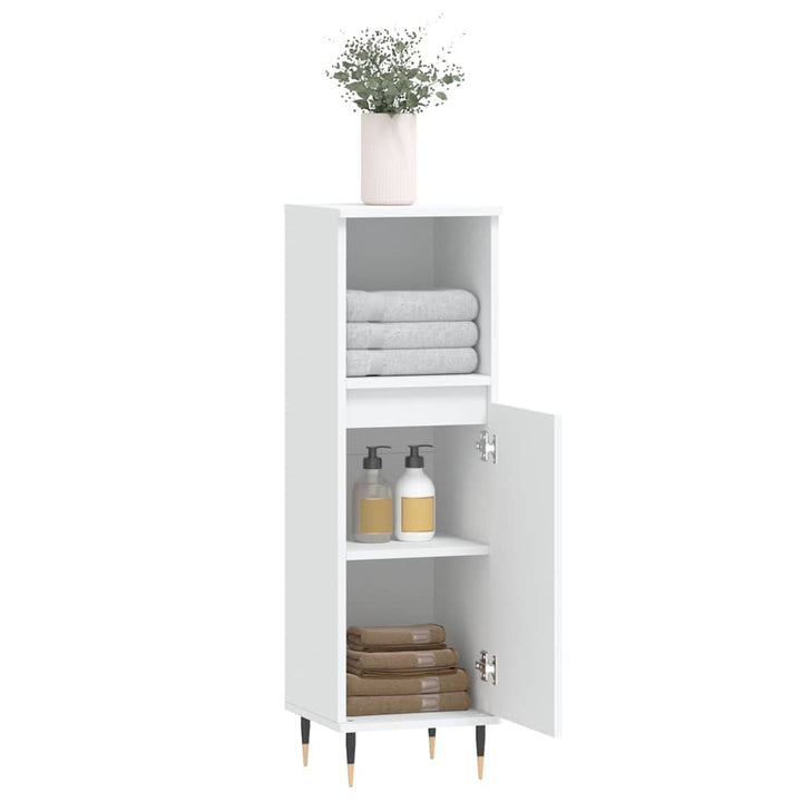 badeværelsesskab 30x30x100 cm konstrueret træ hvid