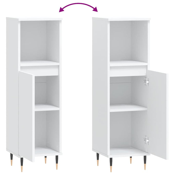 badeværelsesskab 30x30x100 cm konstrueret træ hvid