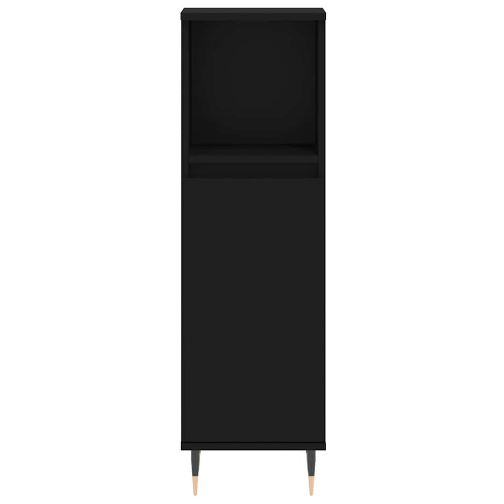 badeværelsesskab 30x30x100 cm konstrueret træ sort