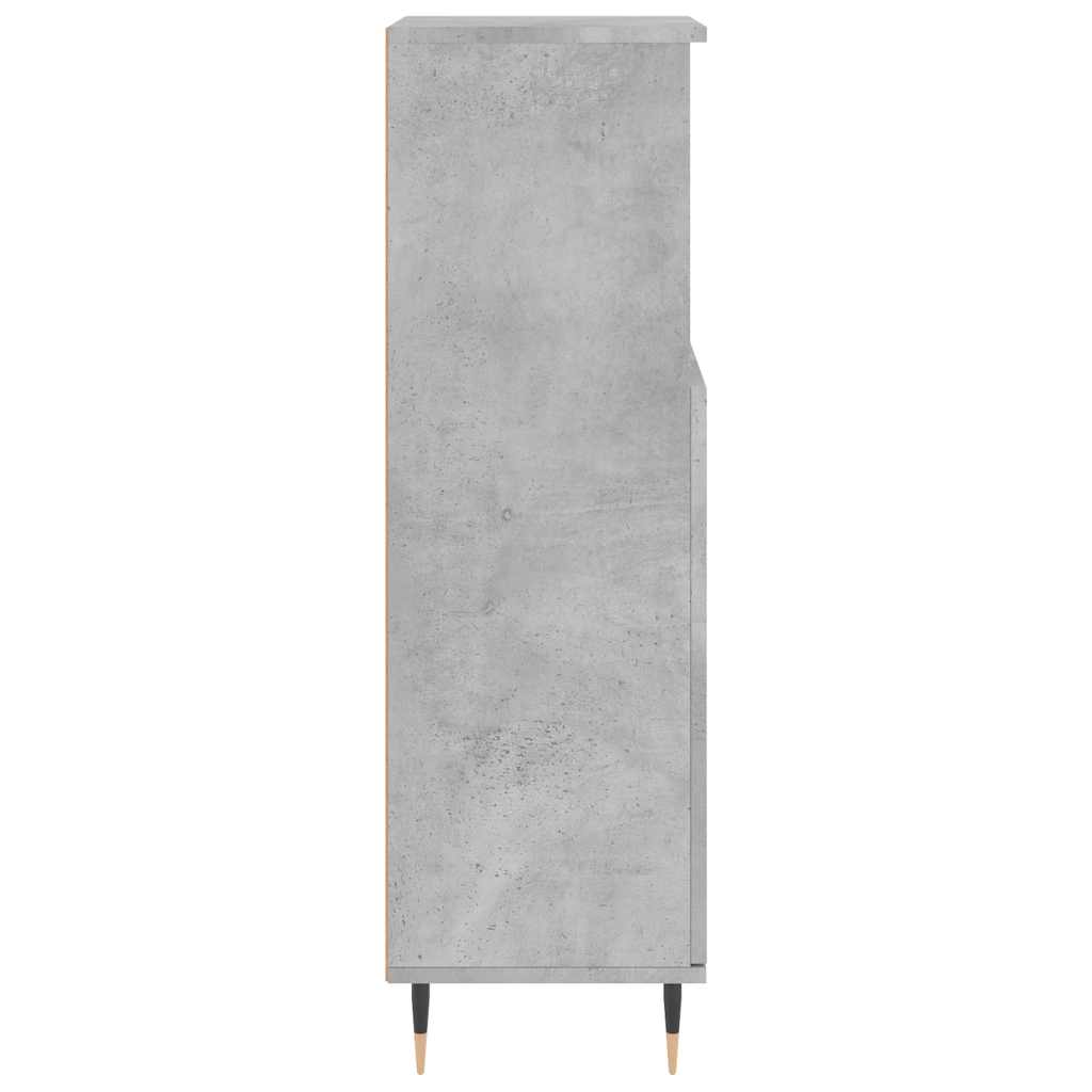 badeværelsesskab 30x30x100 cm konstrueret træ betongrå