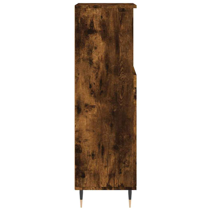badeværelsesskab 30x30x100 cm konstrueret træ røget egetræ