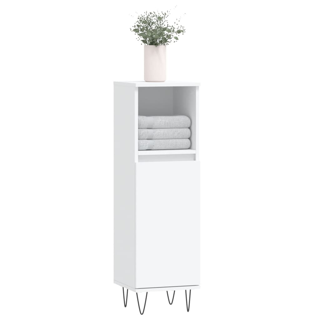 badeværelsesskab 30x30x100 cm konstrueret træ hvid