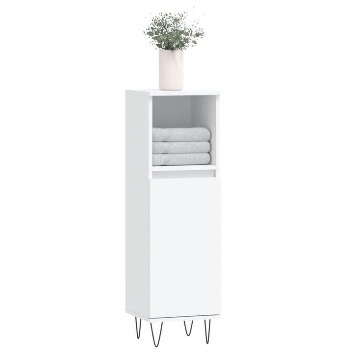 badeværelsesskab 30x30x100 cm konstrueret træ hvid