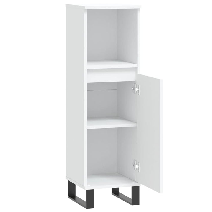 badeværelsesskab 30x30x100 cm konstrueret træ hvid
