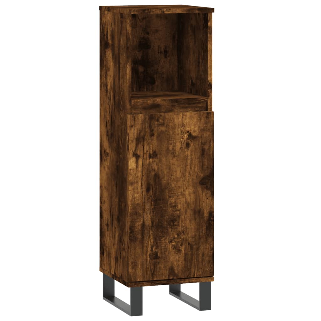 badeværelsesskab 30x30x100 cm konstrueret træ røget egetræ