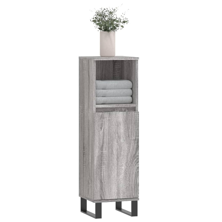 badeværelsesskab 30x30x100 cm konstrueret træ grå sonoma-eg