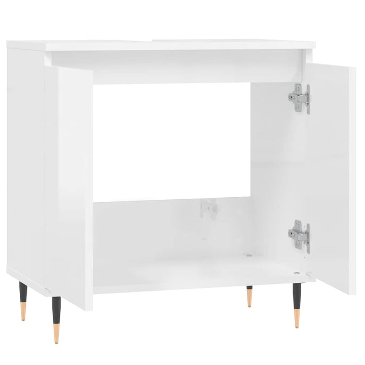 badeværelsesskab 58x33x60 cm konstrueret træ hvid højglans