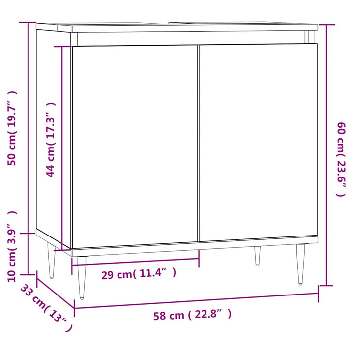 badeværelsesskab 58x33x60 cm konstrueret træ sonoma-eg