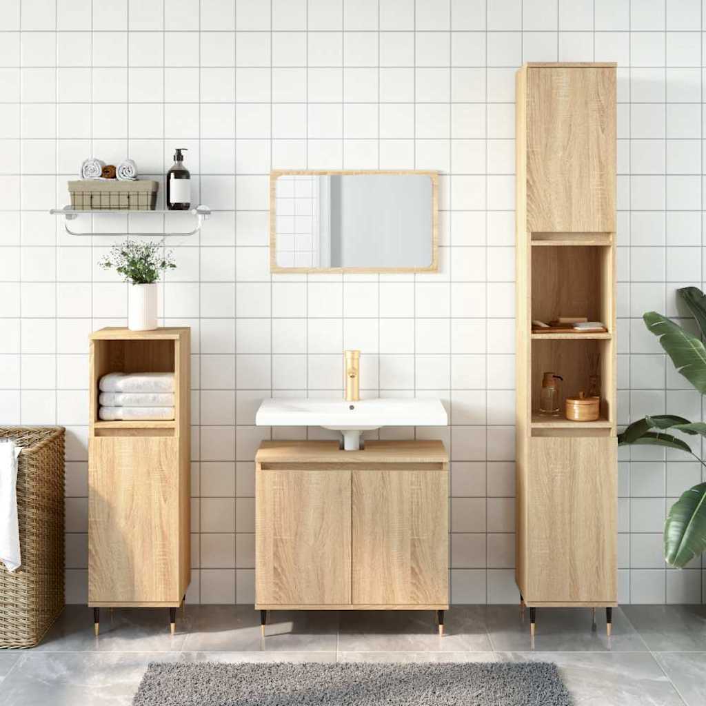 badeværelsesskab 58x33x60 cm konstrueret træ sonoma-eg