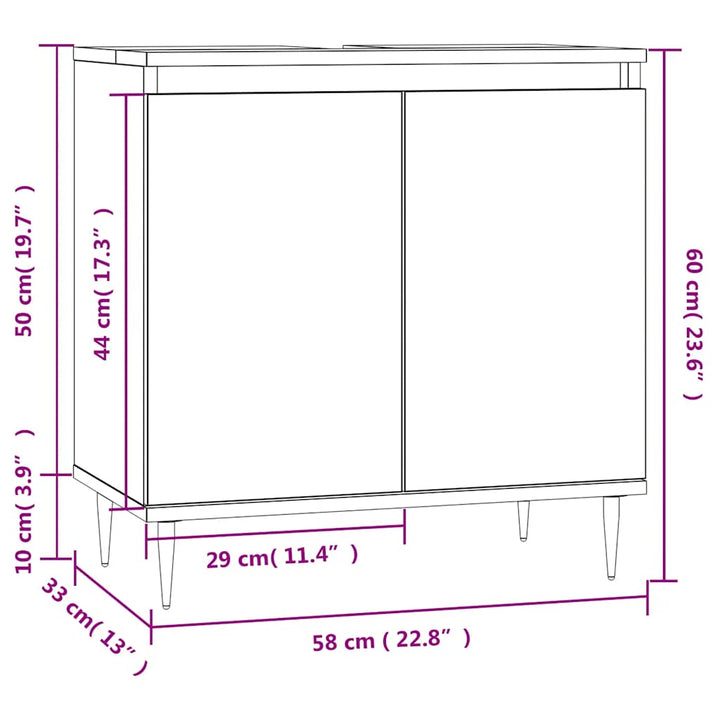 badeværelsesskab 58x33x60 cm konstrueret træ betongrå