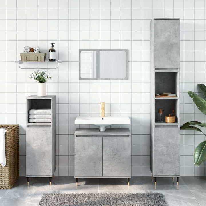 badeværelsesskab 58x33x60 cm konstrueret træ betongrå
