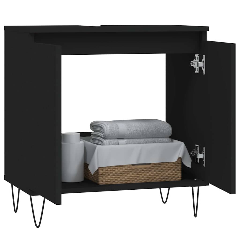 badeværelsesskab 58x33x60 cm konstrueret træ sort